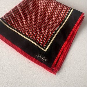 Scotch Brand Vintage Geometric Pattern Pocket Square Bandana Red Black‎ White
